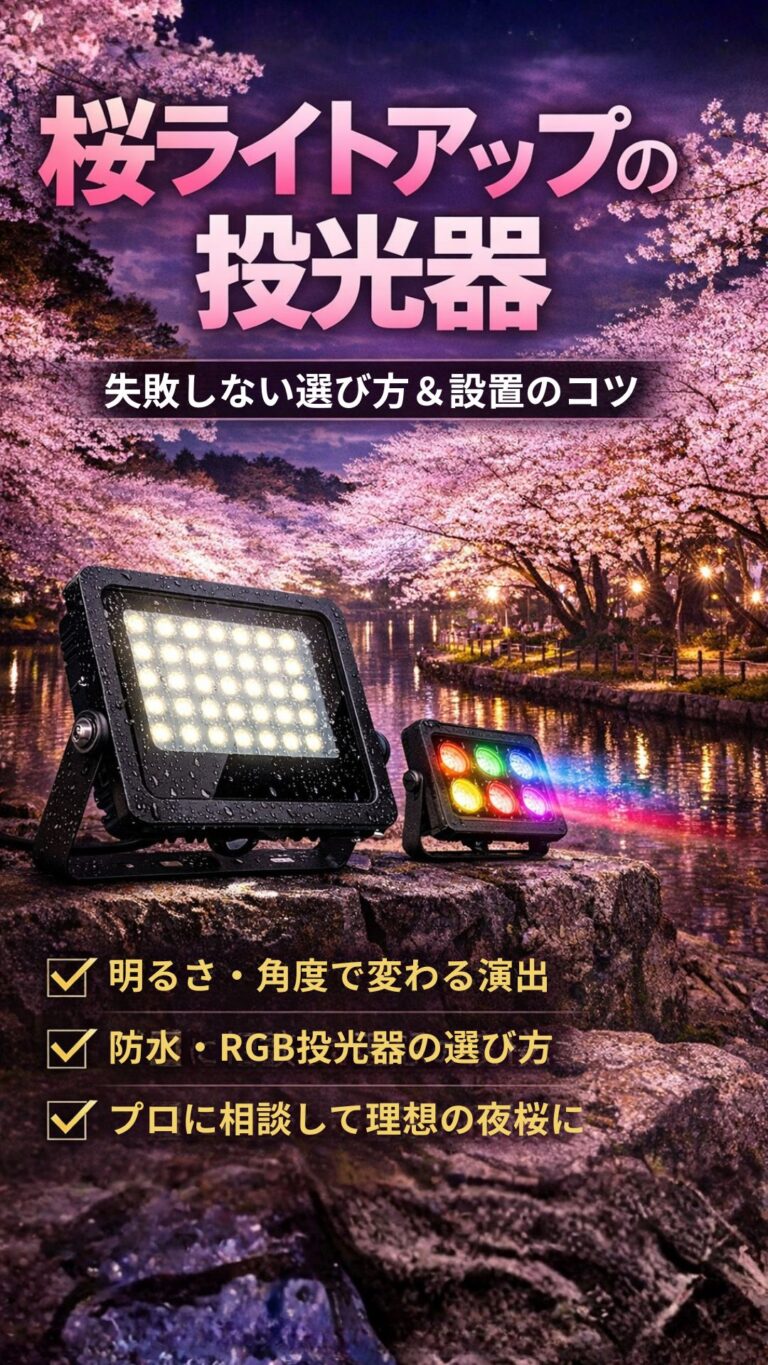 桜ライトアップの投光器｜明るさや設置方法のコツを解説する夜桜のFV画像