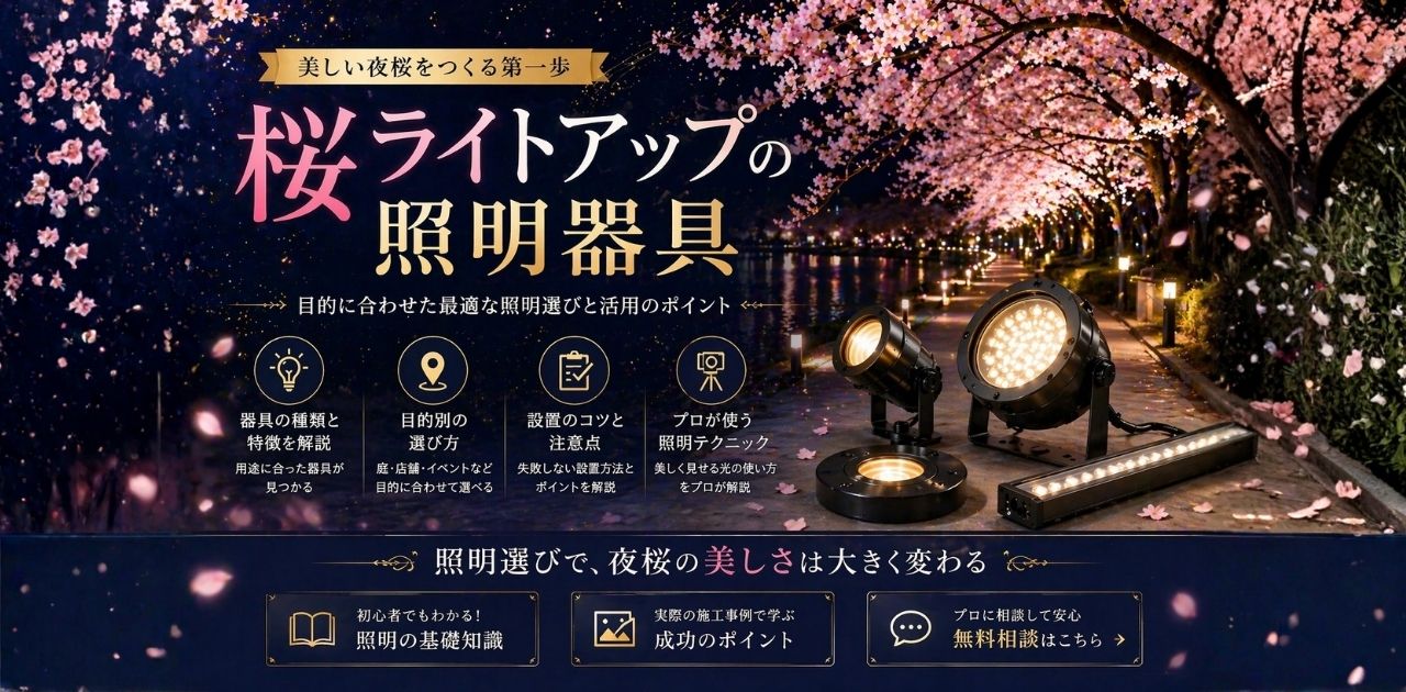 桜ライトアップの方法｜初心者でもできる設置と演出のコツを解説した夜桜のPC用FV画像