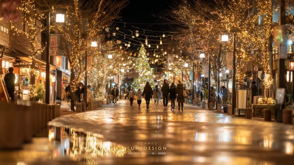 イルミネーションレンタル施工業者_商店街街路灯連動型ライトアップ