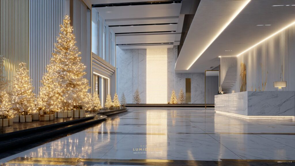 イルミネーション施工・設置業者の導入事例_企業ビル受付