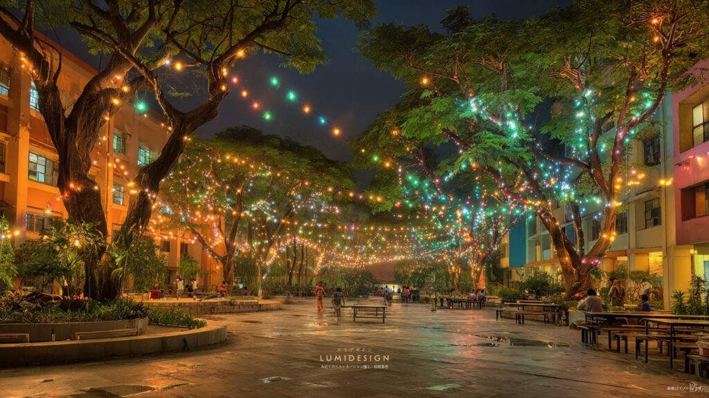 イルミネーション施工・設置業者の導入事例_学校広場