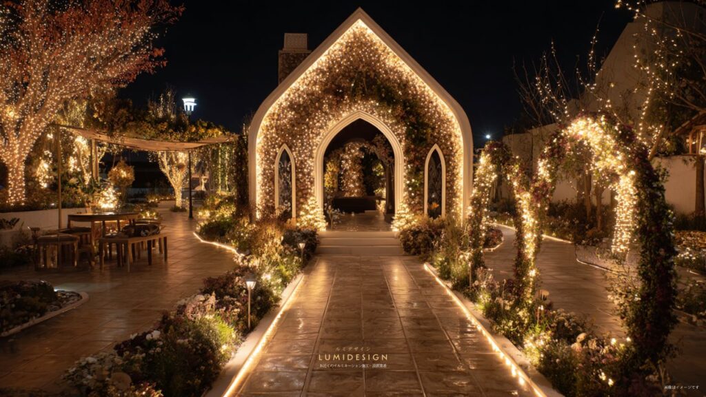イルミネーション施工・設置業者の導入事例_結婚式場ガーデン