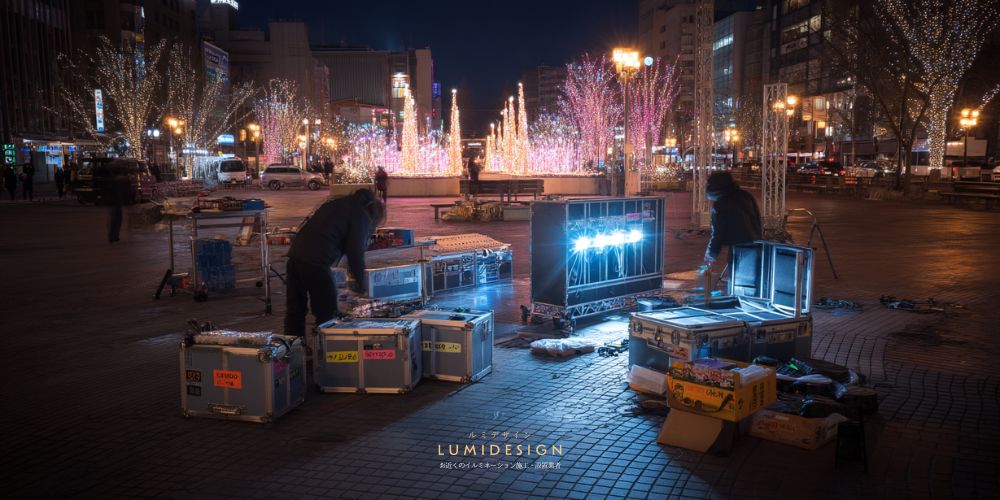 北海道札幌市電気工事協力会社仕事案件パートナー募集_イルミネーション設置準備