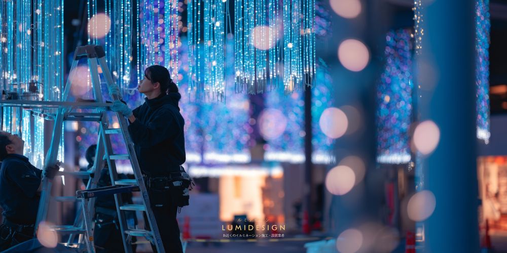 堺市イルミネーション施工設置業者_設置工事すだれイルミネーション