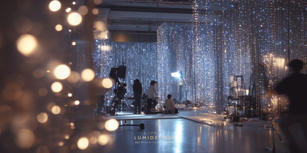 大阪市イルミネーション施工設置業者_ホテル室内すだれキレイ