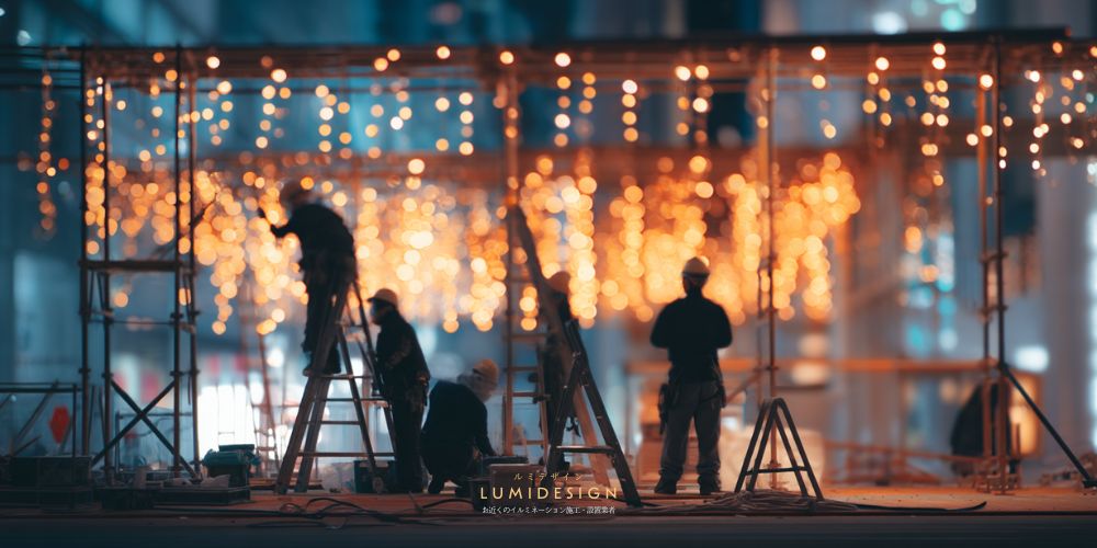 大阪市イルミネーション施工設置業者_高所作業電気工事