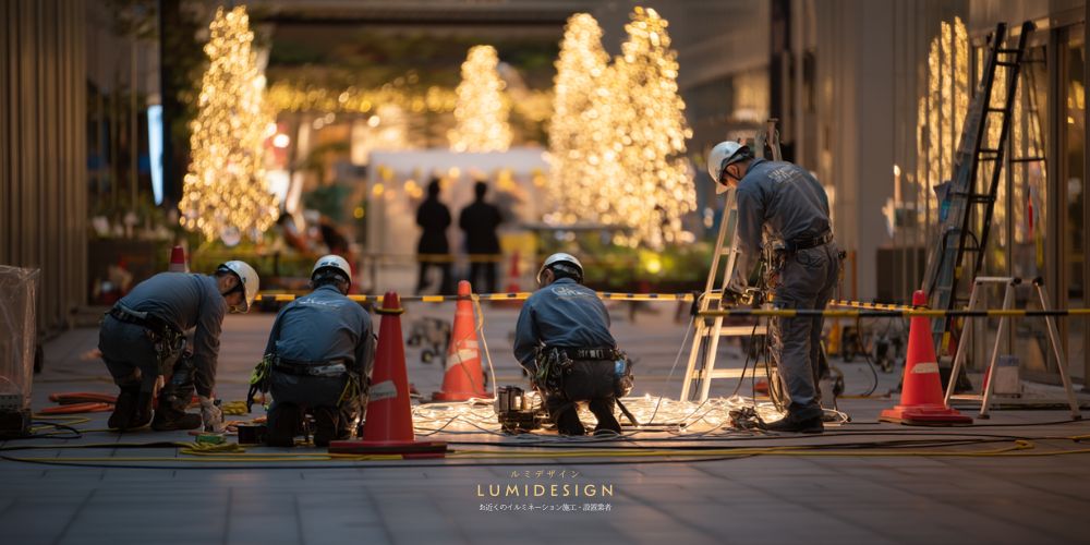 大阪府イルミネーション施工設置業者_設置工事夜間