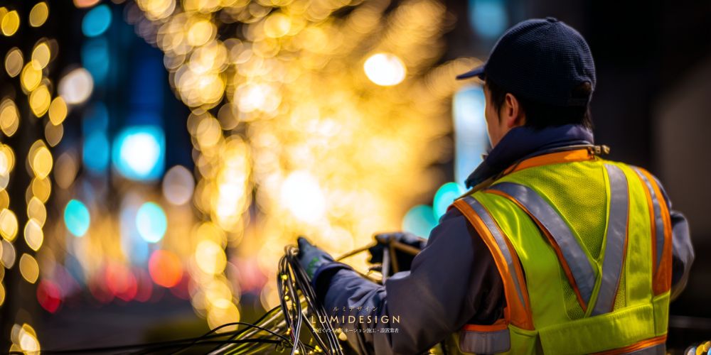 大阪府イルミネーション施工設置業者_配線整理