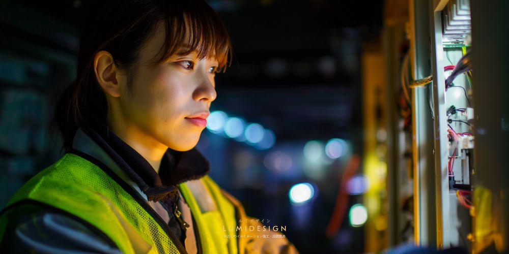 大阪府イルミネーション施工設置業者_電気工事女性電気技師