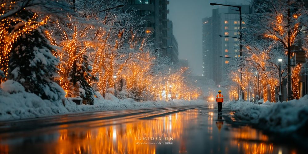 札幌市イルミネーション施工設置業者_設置工事作業員