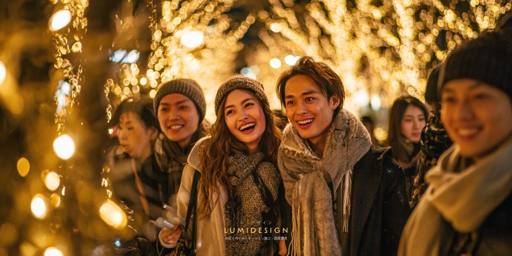 東京イルミネーション施工設置業者_見物客カップル感動