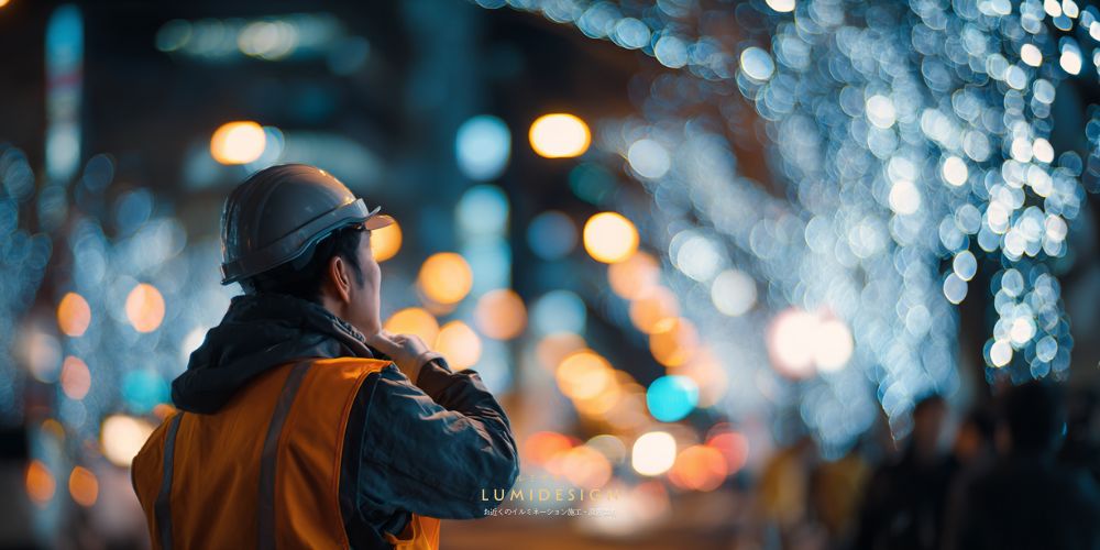 東京イルミネーション施工設置業者_設置工事の電気技師