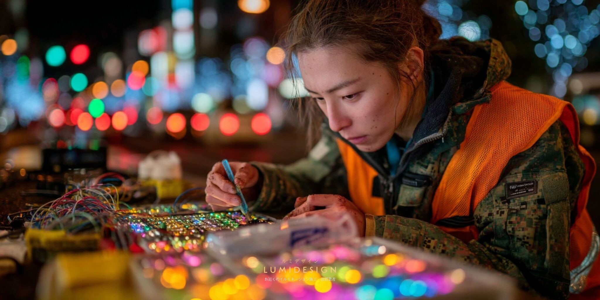 東京都渋谷区電気工事協力会社仕事案件パートナー募集_イルミネーション点灯確認