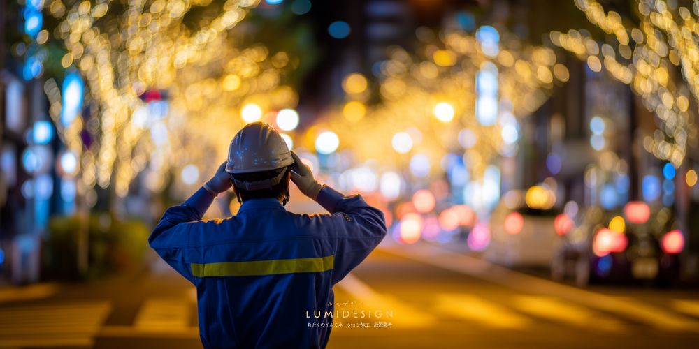 松原市イルミネーション施工設置業者_最終点検