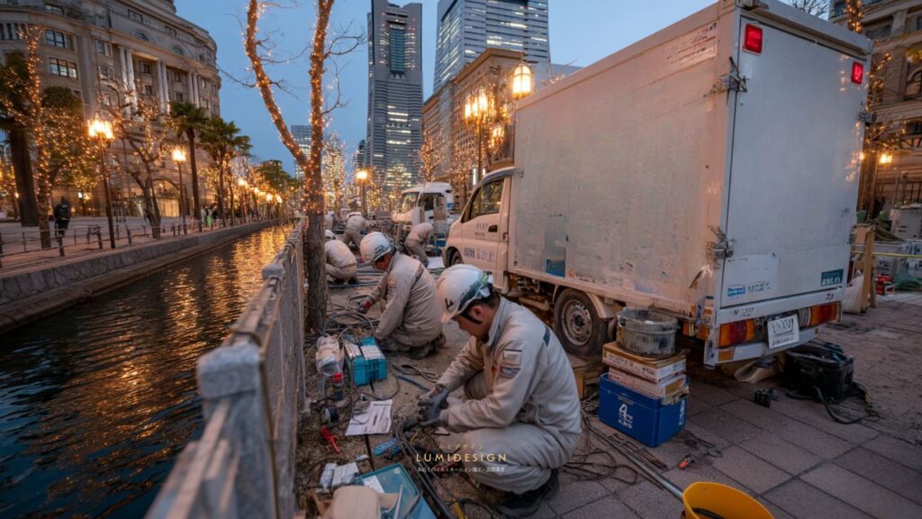 横浜市イルミネーション町おこし 地域企業・横浜市イルミネーション施工設置業者との連携