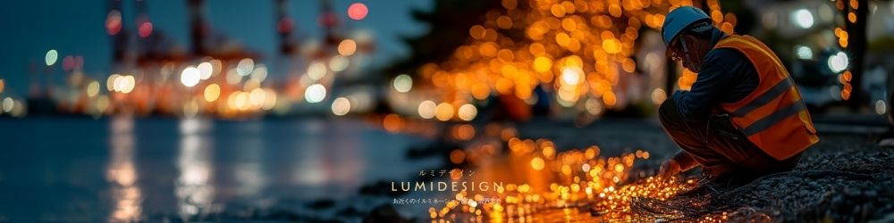 浦安市イルミネーション施工設置業者_浦安での作業中