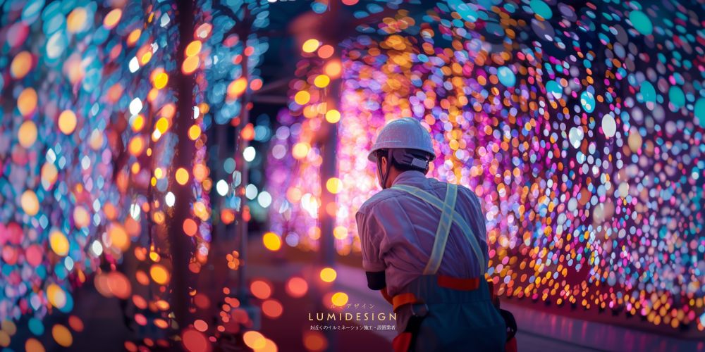 相模原市イルミネーション施工設置業者_工事現場