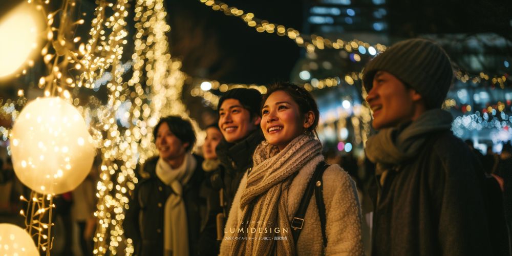 神戸市イルミネーション施工設置業者_観光客の笑顔