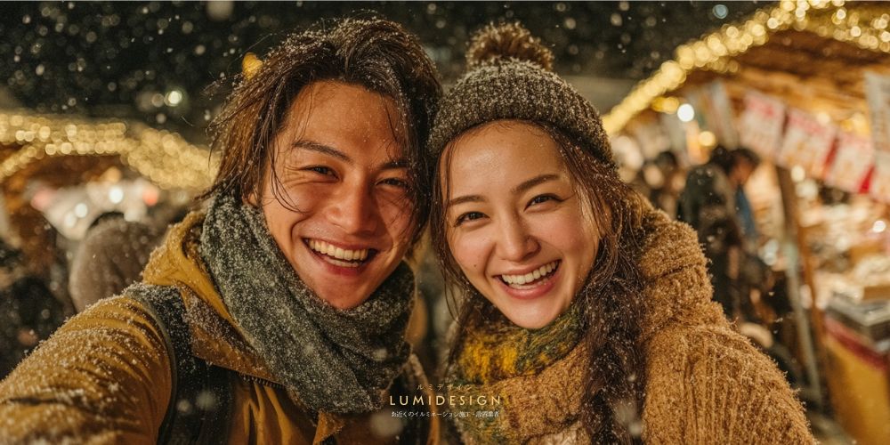 秋田市イルミネーション設置工事 カップル