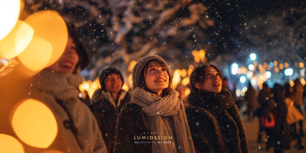 花巻市イルミネーション施工設置業者_見物客イルミネーション感動