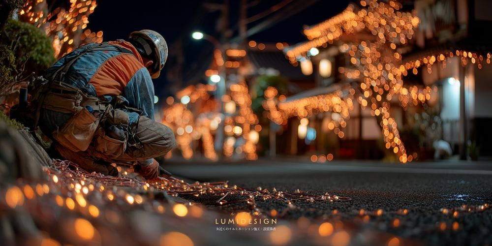足利市イルミネーション施工設置業者_作業員