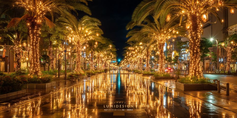 那覇市イルミネーション施工設置業者_ヤシの木イルミネーション