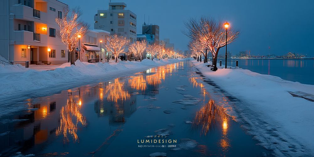 青森市イルミネーション施工設置業者_街路樹