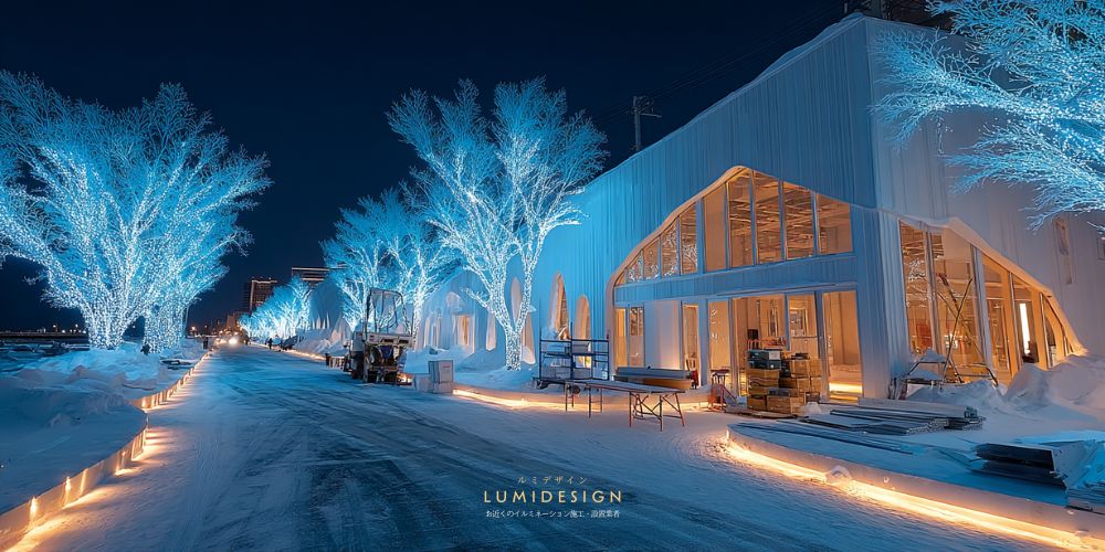 青森市イルミネーション施工設置業者_青色綺麗イルミネーション