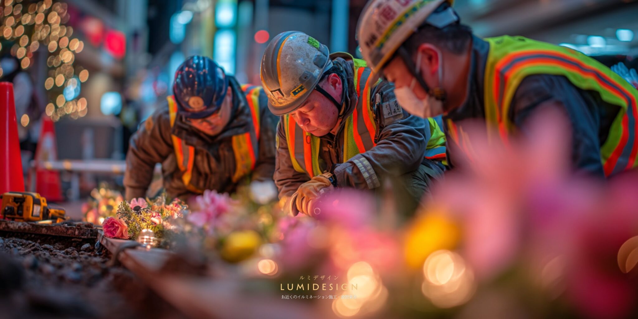 鳥取県鳥取市電気工事協力会社仕事案件パートナー募集_イルミネーション点灯確認